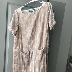 Crush velvet Anthro shift dress a neutral blush